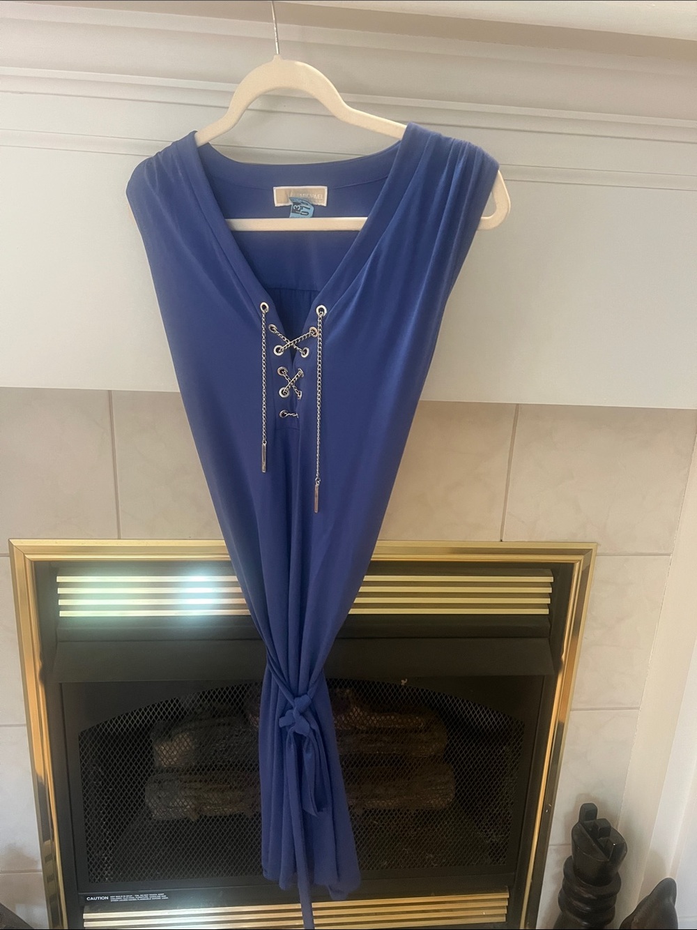 Michael Kors periwinkle Blue Lace-Up Sleeveless Dress